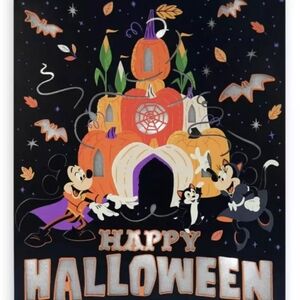 DisneyParks Mickey Minnie & Figaro Halloween Light-Up Pumpkin Sign New In Box